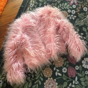 Fluffy Pink faux fur Jacket m